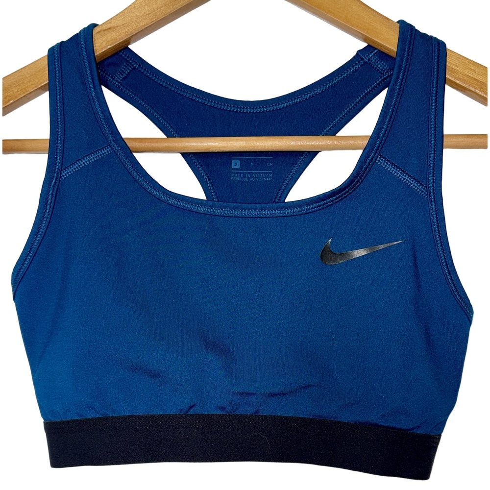 NEW Nike Dri-Fit Swoosh Light Support Non-Padded Sports Bra Blue Black Size S